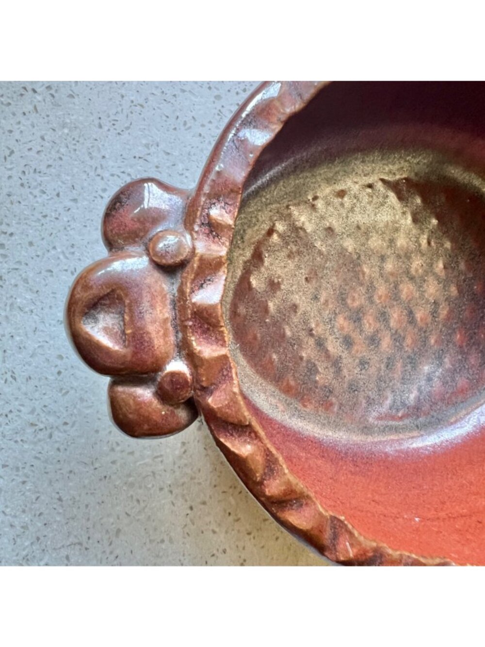 Signed Casserole Dish Brick Red Ceramic Applied Handles 9.75" x 6.5" x 3" Gift - Picture 5 of 10